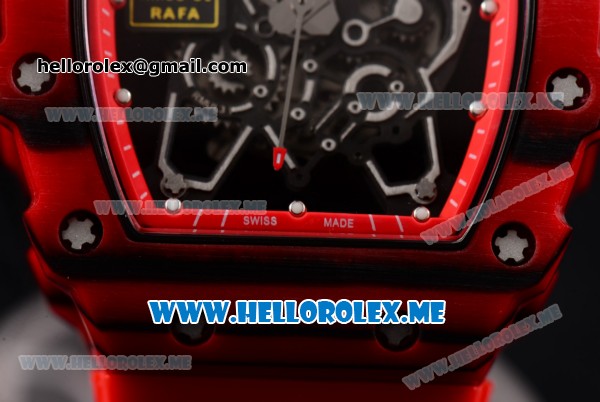 Richard Mille RM 35-01 RAFA Miyota 9015 Automatic PVD Case with Skeleton Dial and Red Rubber Strap Dot Markers - Click Image to Close